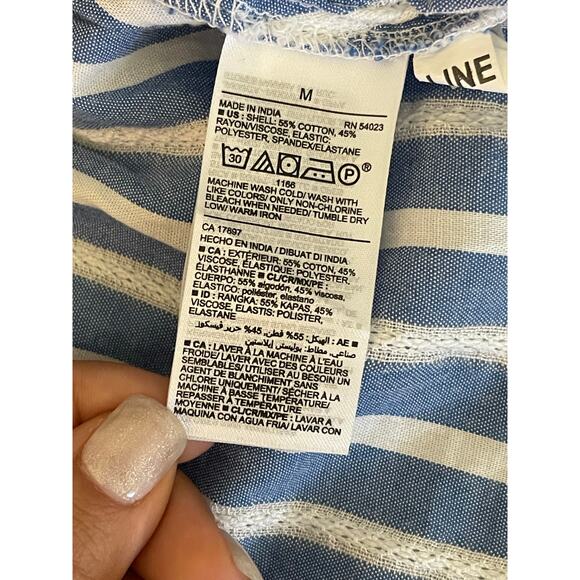 Old Navy Women's Striped Wrap Baby Doll Top Blue M Cottage Pastoral Feminine - Picture 8 of 15